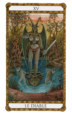 El Arcano Mayor El Diablo según el diseño del Tarot Ambre
