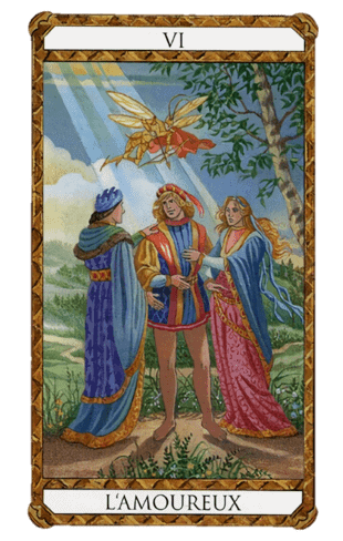 El Arcano Mayor Los Enamorados según el diseño del Tarot Ambre
