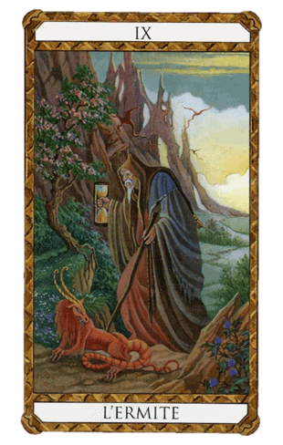 El Arcano Mayor El Ermitaño según el diseño del Tarot Ambre