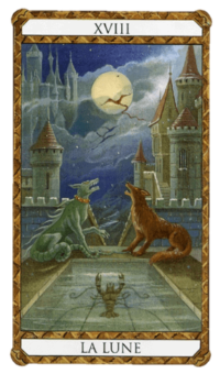 El Arcano Mayor La Luna según el diseño del Tarot Ambre