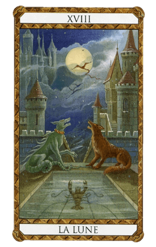 El Arcano Mayor La Luna según el diseño del Tarot Ambre