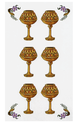 : El Seis de Copas Arcano Menor según el diseño del Tarot Ambre