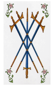 El Cinco de Espadas Arcano Menor según el diseño del Tarot Ambre