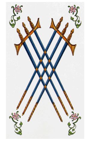 El Seis de Espadas Arcano Menor según el diseño del Tarot Ambre