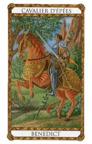El Caballero de Espadas Arcano Menor según el diseño del Tarot Ambre