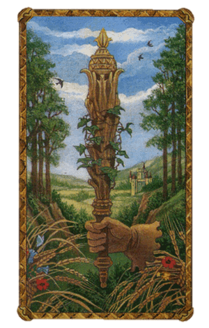 El As de Bastos o Varas Arcano Menor según el diseño del Tarot Ambre