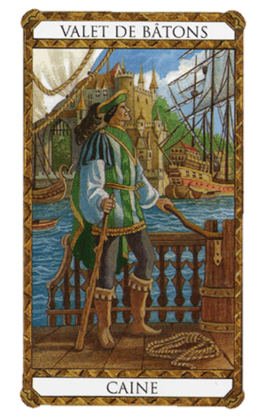 La Sota de Bastos o Varas Arcano Menor según el diseño del Tarot Ambre