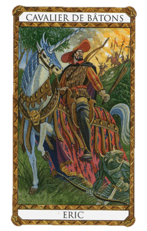 El Caballero de Bastos o Varas Arcano Menor según el diseño del Tarot Ambre