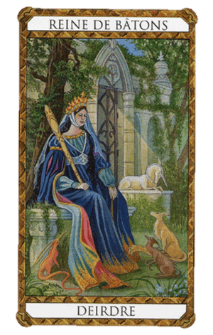 La Reina de Bastos o Varas Arcano Menor según el diseño del Tarot Ambre